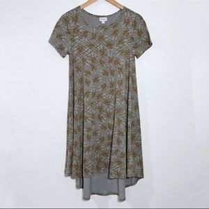 New LulaRoe Carly Disney Mickey Mouse Swing Dress Gray & Brown Hi Low‎ XS Flowy
